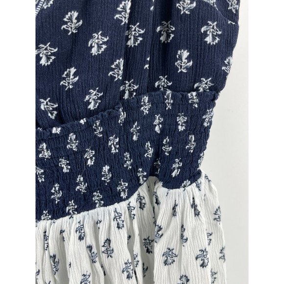 Aeropostale Women's Blue White Floral Sleeveless Knit Tunic Top Shirt Medium - Picture 4 of 12